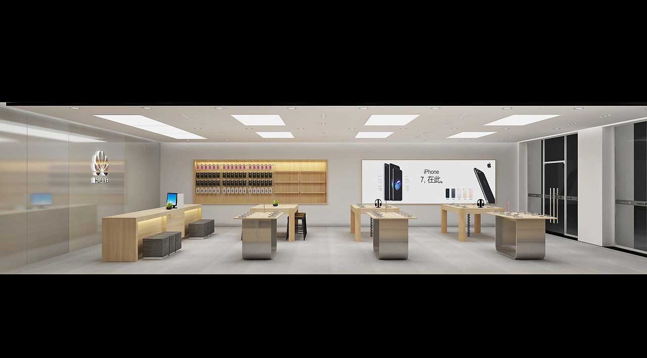 鄭州二七區(qū)華為手機(jī)體驗(yàn)店設(shè)計裝修效果圖