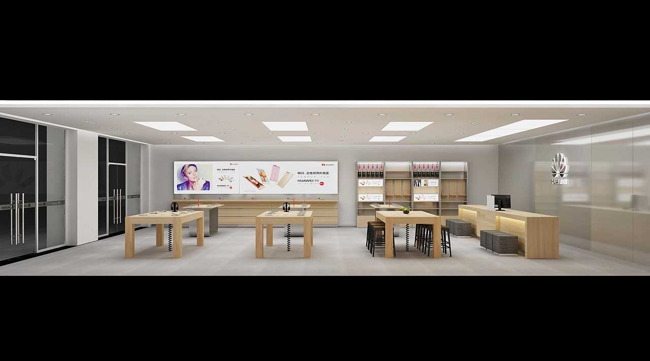 鄭州二七區(qū)華為手機(jī)體驗(yàn)店設(shè)計裝修效果圖