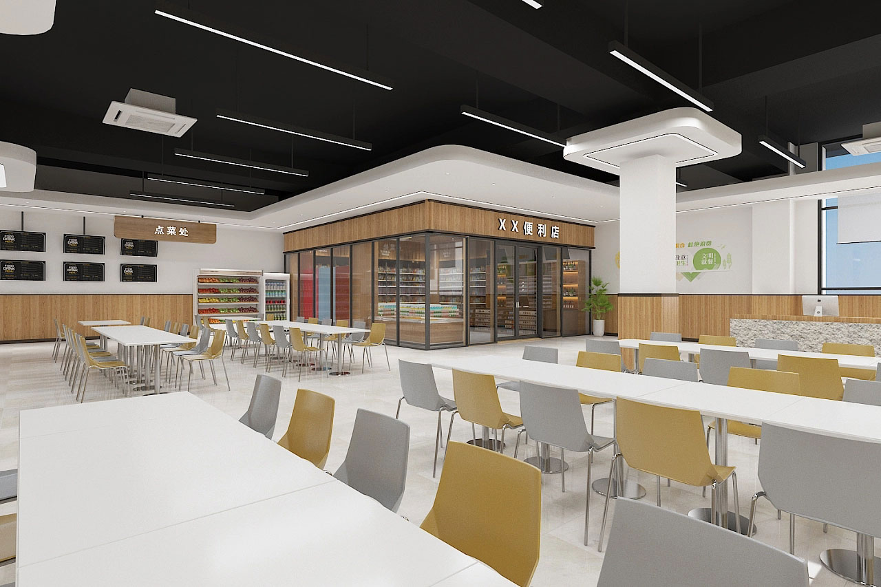 工廠員工食堂設計-廠區(qū)食堂裝修設計效果圖