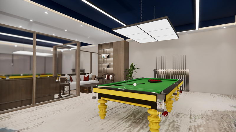 1000平米鄭州臺球會所裝修設(shè)計(jì)效果圖