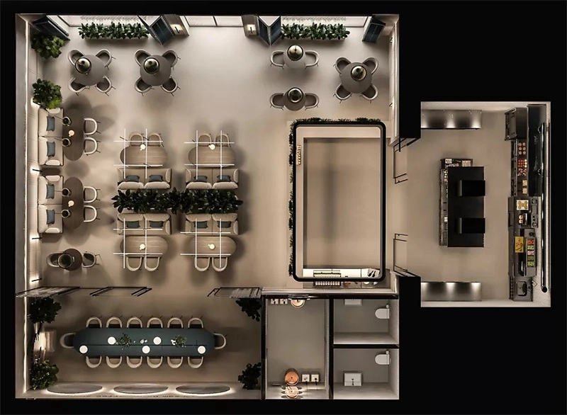 120平米時(shí)尚咖啡館設(shè)計(jì)效果圖