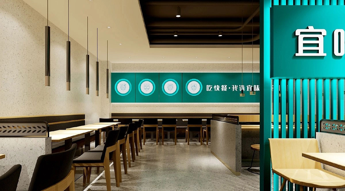 135平米中式快餐店裝修設(shè)計效果圖