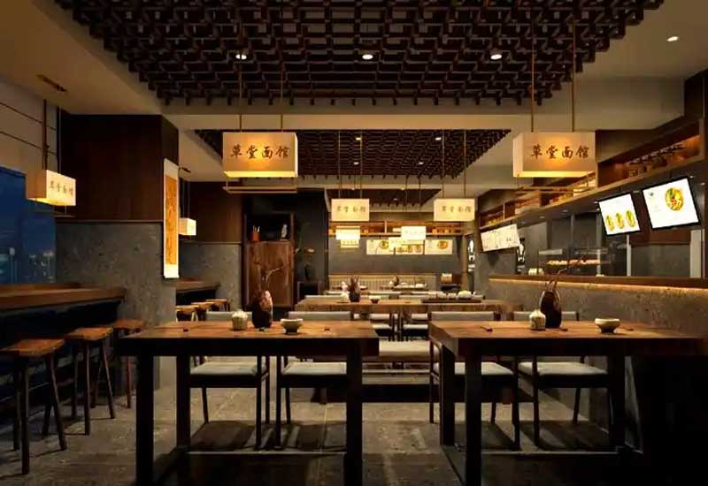 鄭州面館裝修設(shè)計(jì)的餐桌高度:符合人體工學(xué)的吃面姿勢(shì)