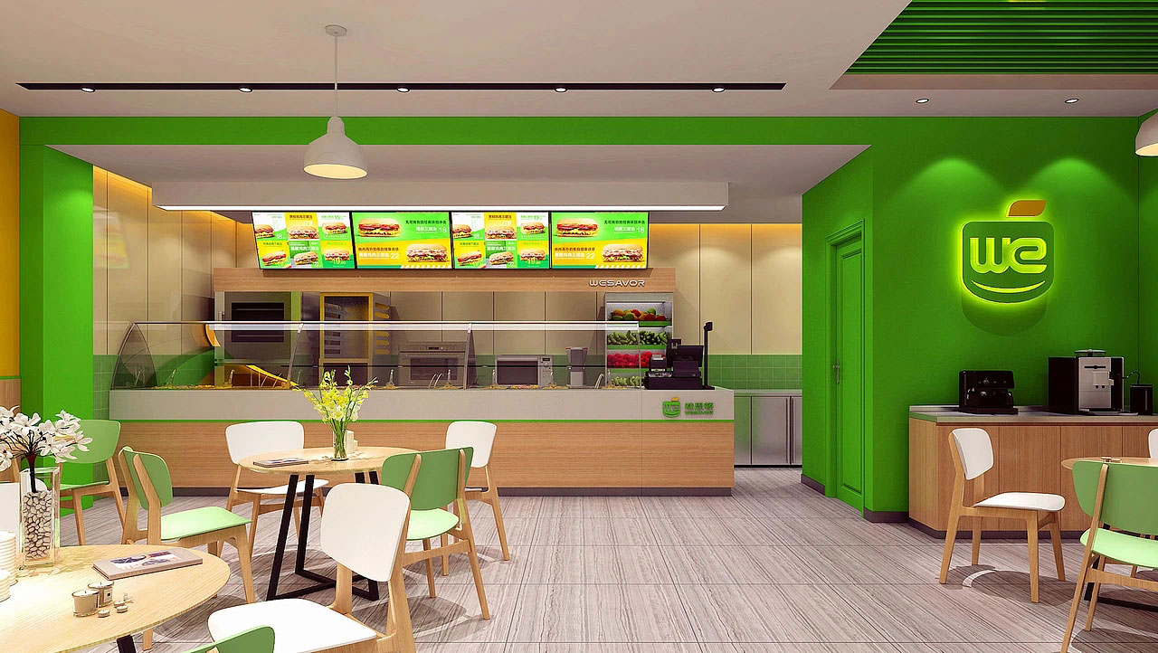 115平米鄭州漢堡店裝修設(shè)計(jì)效果圖