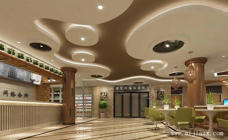 簡約時(shí)尚的網(wǎng)絡(luò)會所裝修效果圖