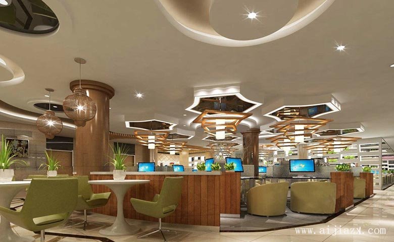 簡約時(shí)尚的網(wǎng)絡(luò)會所裝修效果圖