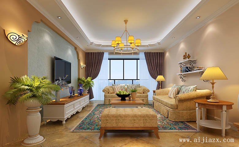 溫馨的簡歐風(fēng)格客廳裝修效果圖