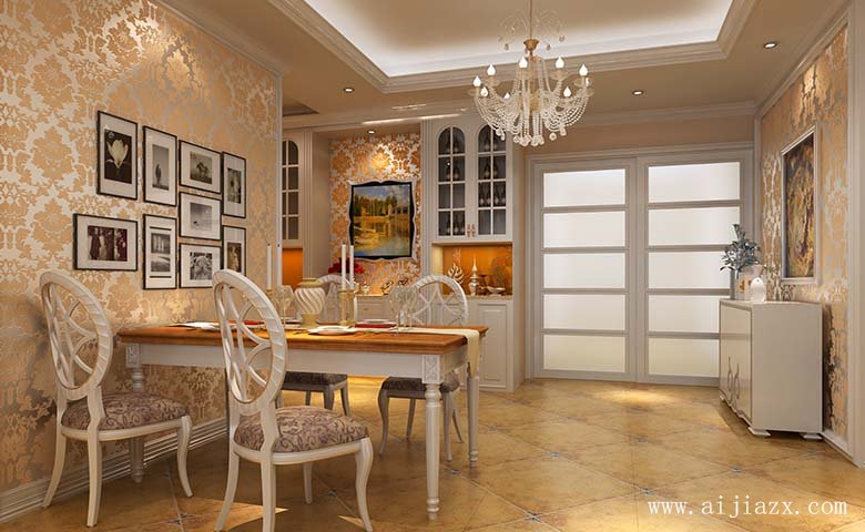 開放式的簡歐風(fēng)格餐廳裝修效果圖