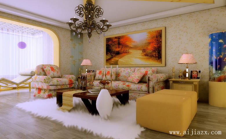 簡單清新的田園風(fēng)格客廳裝修效果圖